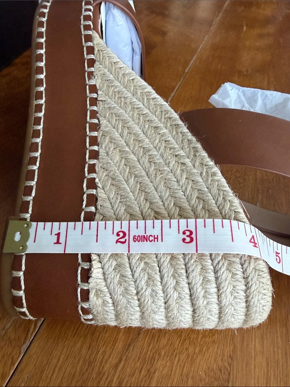 Lauren Ralph Lauren Brown and Cream Espadrille Wedge Sandals